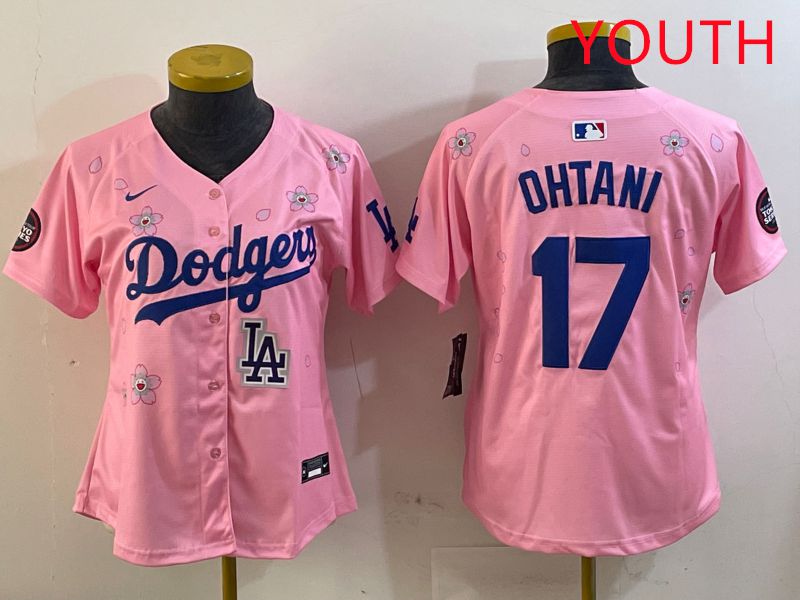 Youth Los Angeles Dodgers #17 Ohtani Pink Sakura Edition 2025 Nike MLB Jersey style 28->youth mlb jersey->Youth Jersey